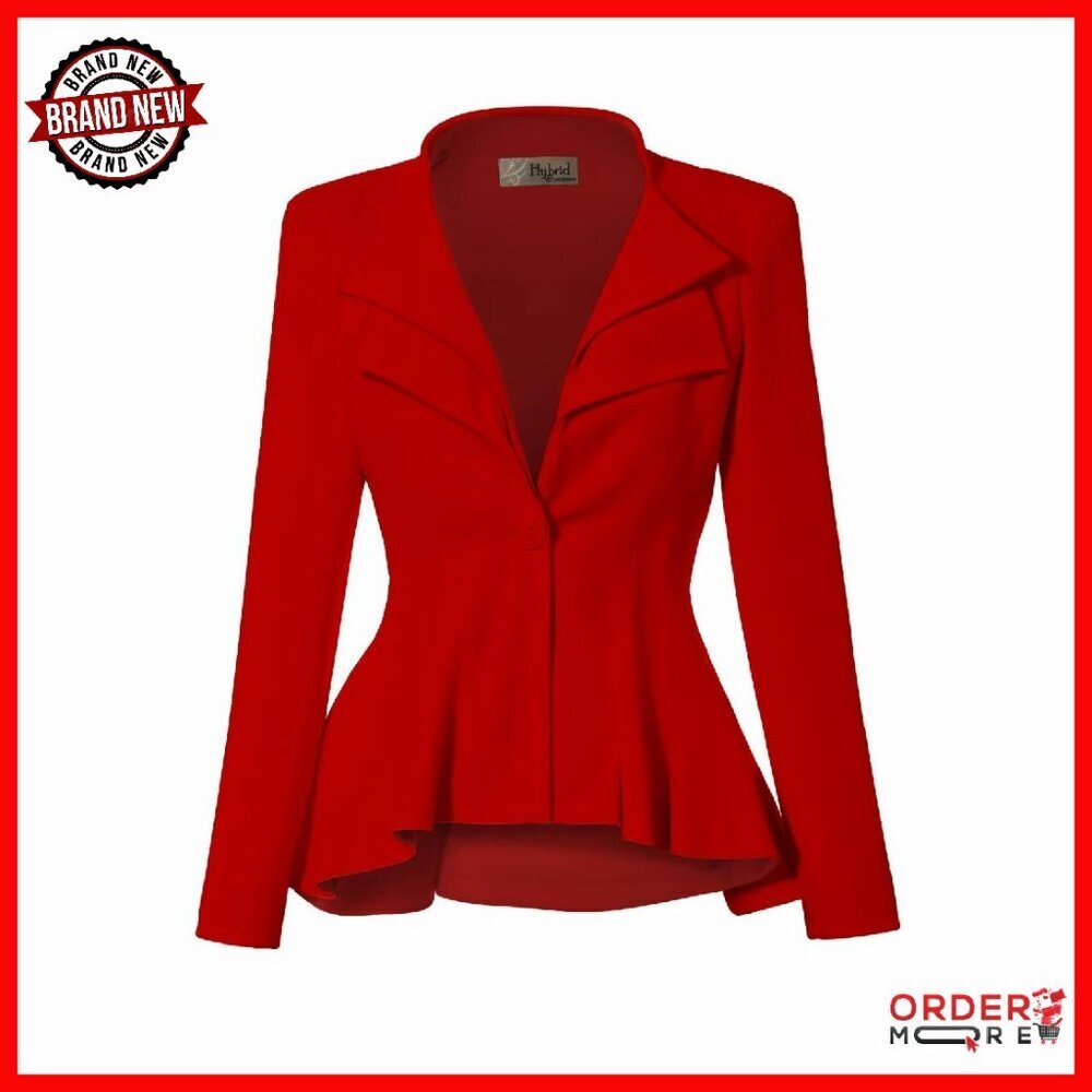 Stretchy Peplum Blazer for Women, Double Lapel, Professional Office Wear